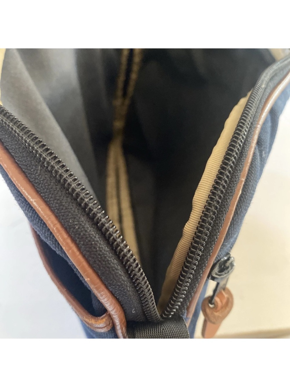 L.L. Bean Navy and Canvas Portfolio/Laptop Case with British Tan Leather Trim - Picture 13 of 13